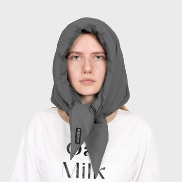 Grey recycled wool free scarf eco friendly accessory