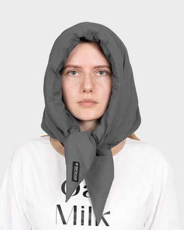 Grey recycled wool free scarf eco friendly accessory