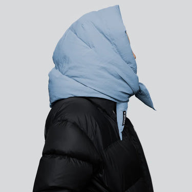 Sky blue vegan winter capuche made from recycled materials with quilted design. - The New Orchard - Sky Blue