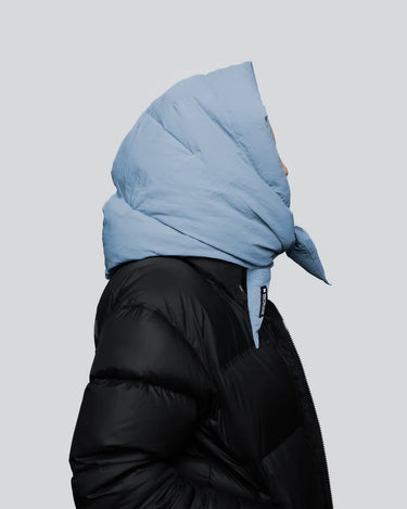 Sky blue vegan winter capuche made from recycled materials with quilted design. - The New Orchard - Sky Blue