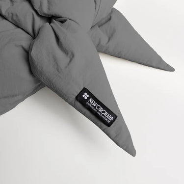 Light grey vegan winter capuche made from recycled materials with black woven label. - The New Orchard - Light Grey