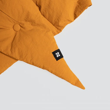 Amber yellow vegan winter capuche made from recycled materials with stitched detailing and logo tag. - The New Orchard - Amber Yellow