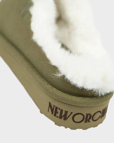 Khaki green recycled fabric slippers sustainable soft footwear