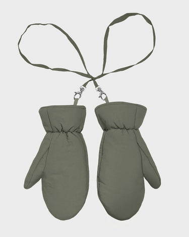 Khaki green recycled wool free mittens sustainable winter style