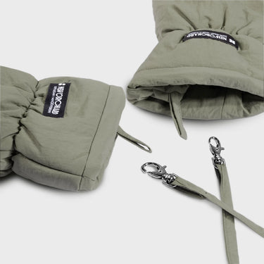 Khaki green vegan warm mittens cruelty free thermal gloves