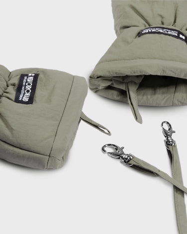 Khaki green vegan warm mittens cruelty free thermal gloves