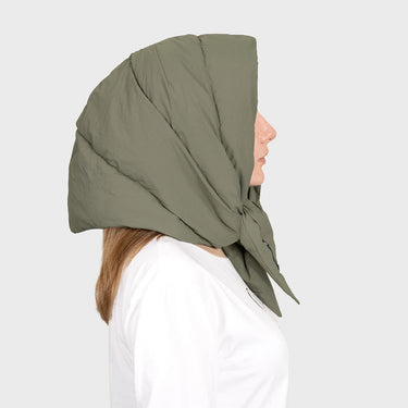 Khaki recycled wool free scarf eco friendly accessory