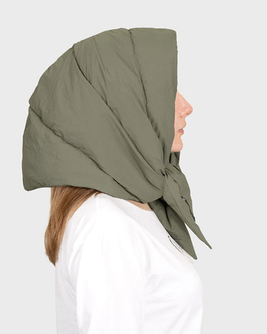 Khaki recycled wool free scarf eco friendly accessory