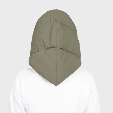 Khaki winter hooded scarf vegan and sustainable