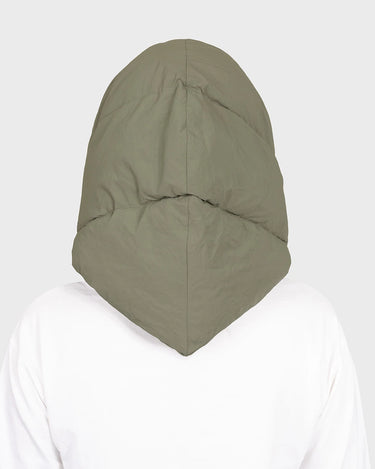 Khaki winter hooded scarf vegan and sustainable