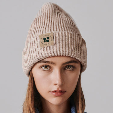Knit beige beanie – warm and cozy winter hat