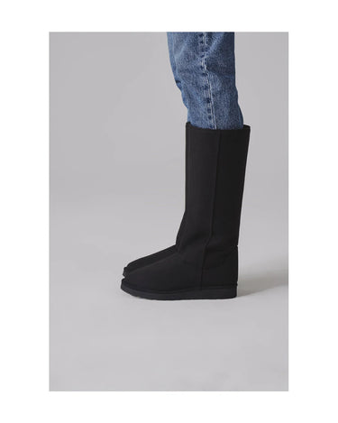 Plant-based black tall vegan boots