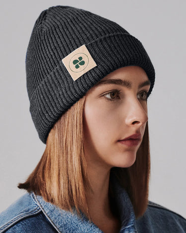 Grey beanie crafted from recycled materials – sustainable vegan headwear