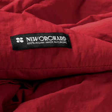 Red hooded scarf vegan winter headscarf sustainable accessory
