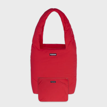 Red vegan tote bag with pouch sustainable accessory