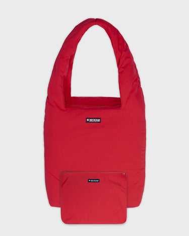 Red vegan tote bag with pouch sustainable accessory