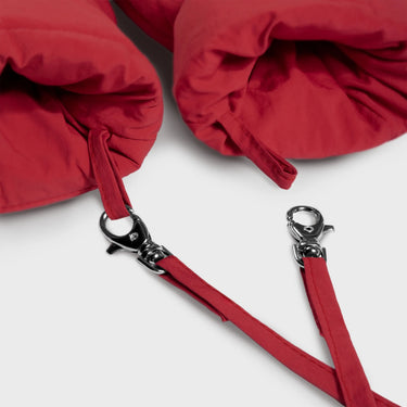 Red vegan warm mittens cruelty free thermal gloves