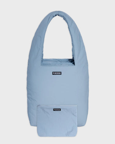 Sky blue vegan handbag with cosmetic pouch planet friendly