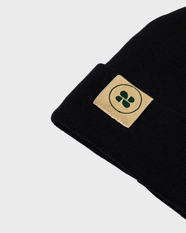 Sustainable black knit vegan beanie – ethical and warm