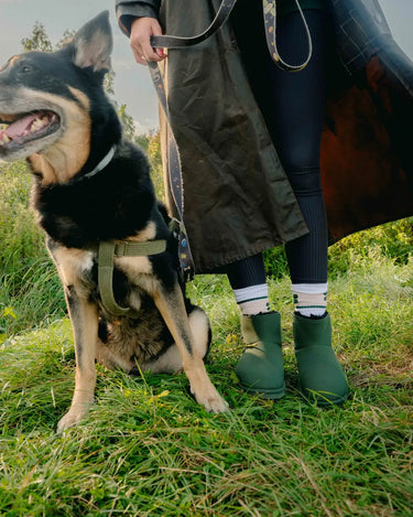 Sustainable dark green vegan ankle boots