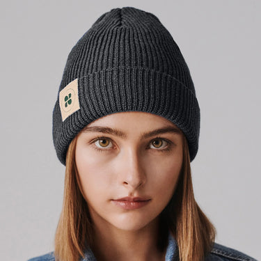 Sustainable grey beanie made from recycled materials – eco-friendly winter hat
