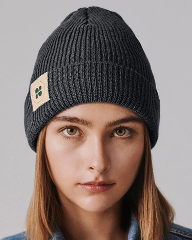 Sustainable grey beanie made from recycled materials – eco-friendly winter hat