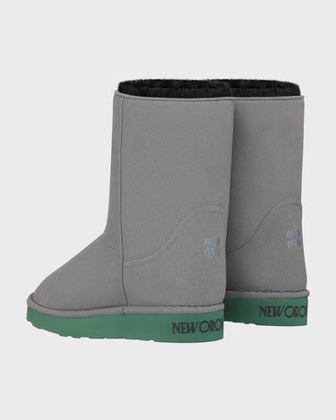 Sustainable grey with green sole boots – cruelty-free