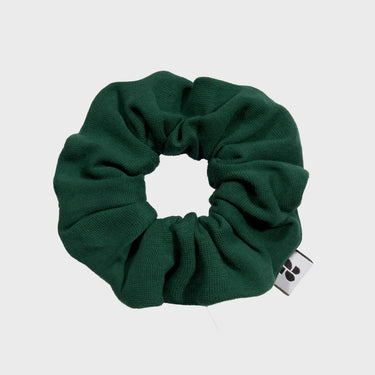 Sustainable green scrunchie made from recycled materials