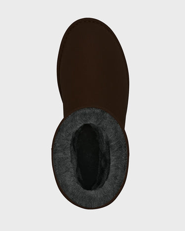 Unisex dark brown vegan ankle shoes with faux fur
