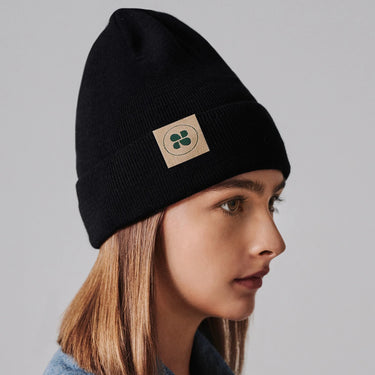 Vegan black beanie hat – eco-friendly winter style