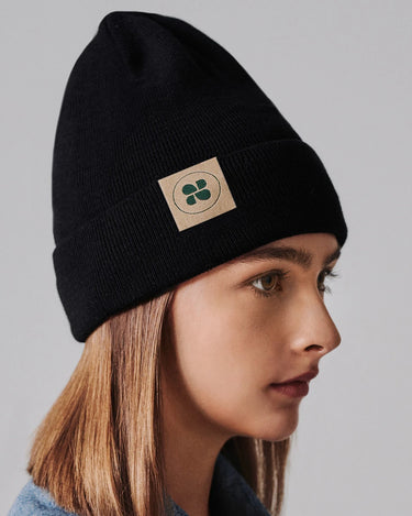 Vegan black beanie hat – eco-friendly winter style