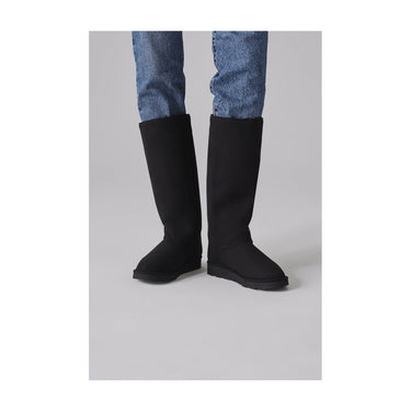 Vegan black long boots with sparkling crystals – chic and cruelty-free