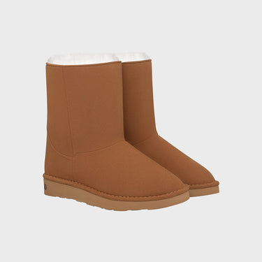 Vegan suede-look caramel brown boots
