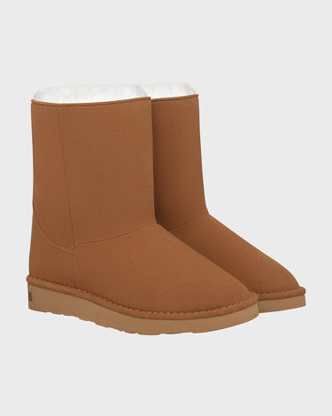 Vegan suede-look caramel brown boots