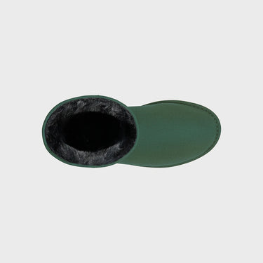 Vegan suede dark green ankle shoes with warm lining