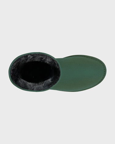 Vegan suede dark green ankle shoes with warm lining