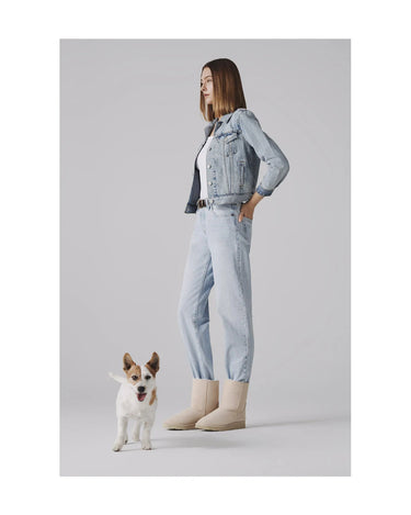 Vegan suede-look off-white winter boots