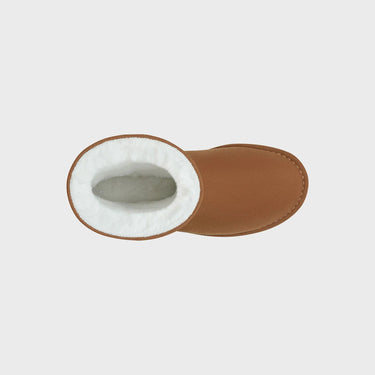 Vegan winter boots caramel brown with faux fur