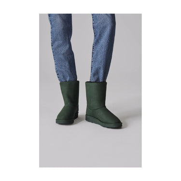 Vegan winter boots green with faux fur