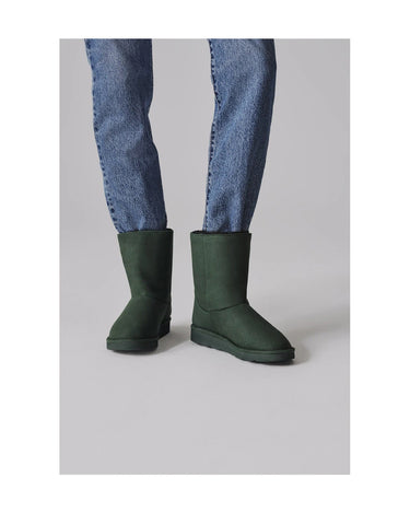 Vegan winter boots green with faux fur