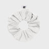 White upcycled vegan scrunchie sustainable recycled hair tie