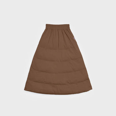Brown vegan winter skirt made from recycled materials with quilted, padded design. - The New Orchard - Brown / S