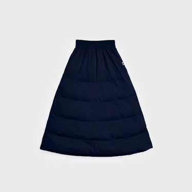 Navy blue quilted skirt with elastic waistband made from vegan recycled materials. - The New Orchard - Navy Blue / S