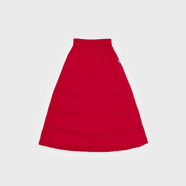 Vivid red vegan winter skirt made from recycled materials with a quilted design. - The New Orchard - Vivid Red / S