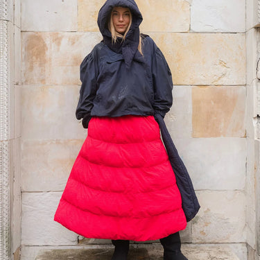 red vegan winter skirt